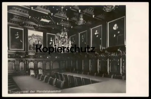 ALTE POSTKARTE LÜBECK HAUS DER KAUFMANNSCHAFT SITZUNGSSAAL DER HANDELSKAMMER