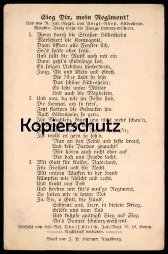 ALTE POSTKARTE HILDESHEIM SIEG DIR, MEIN REGIMENT WENN DURCH DIE STRASSEN HILDESHEIM 79ER