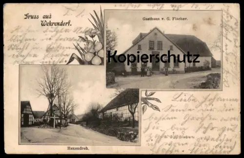 ALTE POSTKARTE GRUSS AUS WEHRENDORF HEXENDREH GASTHAUS G. FISCHER BAD ESSEN