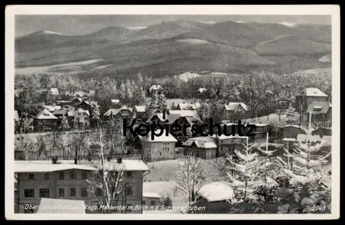 ALTE POSTKARTE RIESENGEBIRGE OBER-SCHREIBERHAU WINTER MARIENTAL MIT BLICK NACH DEN SCHNEEGRUBEN