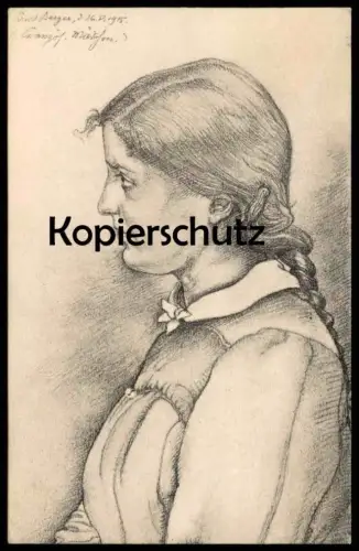 ALTE KÜNSTLER POSTKARTE FRANZÖSISCHES MÄDCHEN ERNST BERGER BATTERIE WIECK 1914 - 1916 JEUNE FILLE FRANCAISE cpa AK