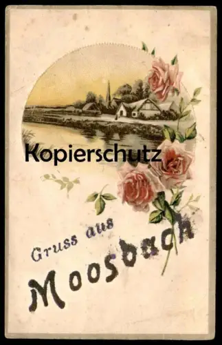 ALTE KÜNSTLER PRÄGE POSTKARTE GRUSS AUS MOOSBACH 1. WELTKRIEG FELDPOST OBERPFALZ Bayern cpa gaufree embossed postcard