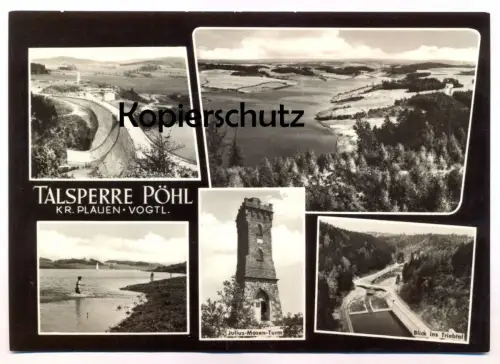 ÄLTERE POSTKARTE TALSPERRE PÖHL KREIS PLAUEN VOGTLAND JULIUS-MOSEN TURM TRIEBTAL barrage cpa Ansichtskarte postcard AK