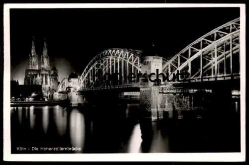 ALTE POSTKARTE KÖLN DIE HOHENZOLLERNBRÜCKE BEI NACHT RHEINGOLD-SERIE Nr. 39 postcard Ansichtskarte cpa AK