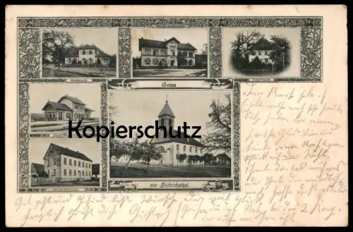 ALTE POSTKARTE GRUSS AUS FRIEDRICHSTHAL FRIEDRICHSTAL STUTENSEE STAATSBAHNHOF PFARRHAUS NEUES SCHULHAUS FORSTHAUS