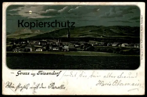 ALTE POSTKARTE GRUSS AUS TEISENDORF BEI NACHT MONDSCHEIN Mond moon night nuit Bayern Oberland Ansichtskarte cpa postcard