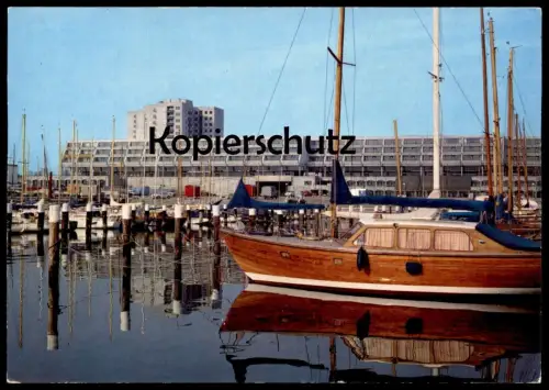 ÄLTERE POSTKARTE SEGELBOOT OLYMPIAHAFEN SCHILKSEE KIEL Hafen harbour Schiff Segelschiff ship bateau AK postcard cpa