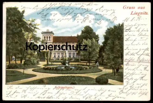 ALTE POSTKARTE GRUSS AUS LIEGNITZ SCHLESIEN SCHIESSHAUS 1903 PARK parc Legnica postcard cpa AK Ansichtskarte