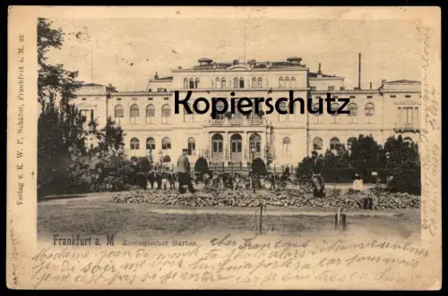 ALTE POSTKARTE FRANKFURT ZOOLOGISCHER GARTEN GÄRTNER MIT GIESSKANNE JARDIN ZOOLOGIQUE ZOOLOGICA postcard Ansichtskarte