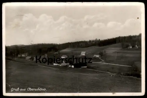 ALTE POSTKARTE GRUSS AUS OBERSCHÖNA PANORAMA TOTALANSICHT SACHSEN 1937 Ansichtskarte AK postcard cpa