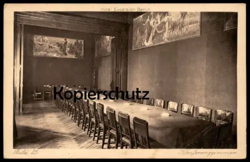 ALTE POSTKARTE BERLIN HOTEL EXCELSIOR KONFERENZZIMMER WANDGEMÄLDE Curt Elschner Ansichtskarte AK cpa postcard