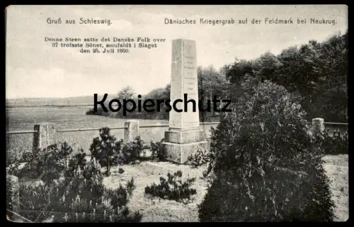 ALTE POSTKARTE GRUSS AUS SCHLESWIG DÄNISCHES KRIEGERGRAB AUF DER FELDMARK BEI NEUKRUG DANSK Ansichtskarte cpa postcard