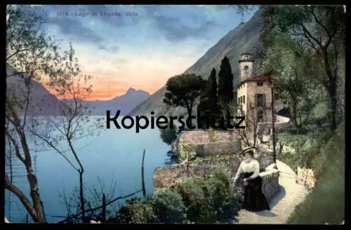 ALTE POSTKARTE LAGO DI LUGANO ORIA FRAU WOMAN Tessin Suisse Svizzera Siwtzerland Schweiz postcard Ansichtskarte