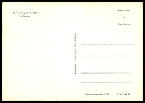 ÄLTERE POSTKARTE BÜRGEL THÜRINGEN BADERTOR STADTTOR TOR Ansichtskarte