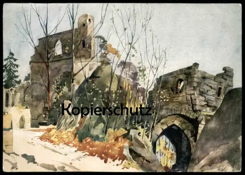ÄLTERE POSTKARTE BURG- & KLOSTERRUINEN OYBIN ZITTAUER GEBIRGE SÄCHSISCHE GEBIRGSHEIMAT