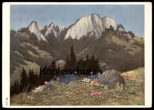 ÄLTERE KÜNSTLER POSTKARTE BERGFRÜHLING WILHELM HELY-KRONENBITTER FRÖHLICHE PFINGSTEN ALPEN