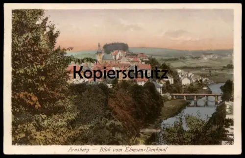ALTE POSTKARTE ARNSBERG IN WESTFALEN BLICK VOM EHEMSEN-DENKMAL Ansichtskarte