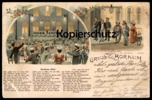 ALTE LITHO POSTKARTE GRUSS AUS BORKUM BEDAURE JUDAICA JUDAIKA JUDEN JUDE jew jewish cpa postcard AK Ansichtskarte