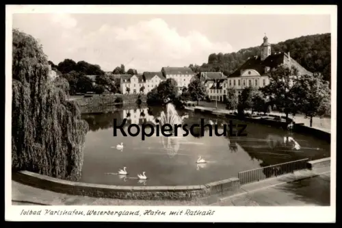 ÄLTERE POSTKARTE SOLBAD KARLSHAFEN HAFEN MIT RATHAUS Ansichtskarte