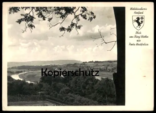 ALTE POSTKARTE BLICK VON BURG VOLTHO ZUR PORTA WESTFALICA WIDUKINDKREIS HERFORD Ansichtskarte
