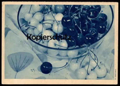 ALTE POSTKARTE OGO KAFFEE CARL WILHELMI BREMEN KIRSCHEN Süsskirsche Kirsche cherry cerise