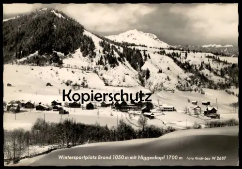 ÄLTERE POSTKARTE WINTERSPORTPLATZ BRAND MIT NIGGENKOPF VORARLBERG