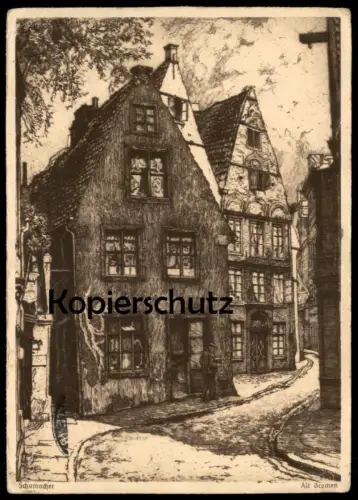 ALTE KÜNSTLER POSTKARTE ALT BREMEN SCHUMACHER REKLAME EDUSCHO KAFFEE Ansichtskarte postcard cpa AK