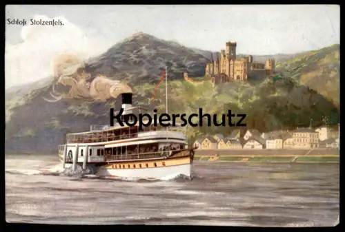 ALTE POSTKARTE DAMPFER KÖLN DÜSSELDORFER SCHLOSS STOLZENFELS RADDAMPFER Schiff ship Ansichtskarte