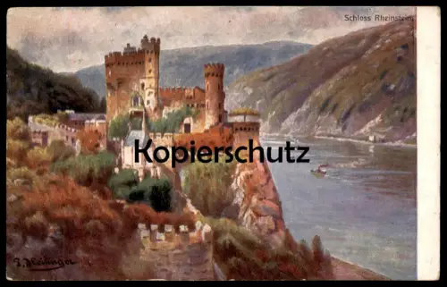 ALTE KÜNSTLER POSTKARTE SCHLOSS RHEINSTEIN BERNHARD HEIDINGER Burg chateau castle Trechtingshausen