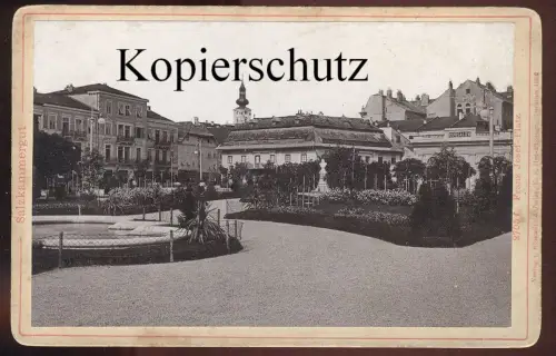 ALTES KABINETTFOTO SALZKAMMERGUT GMUNDEN FRANZ JOSEF PLATZ CURSALON FOTO PHOTO RÖMMLER & JORIAS DRESDEN 1896 CDV CAB