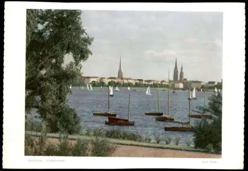 ÄLTERES FOTO HAMBURG HANS HARTZ AUSSENALSTER Alster 19,5 cm x 13,7 cm Bild photo
