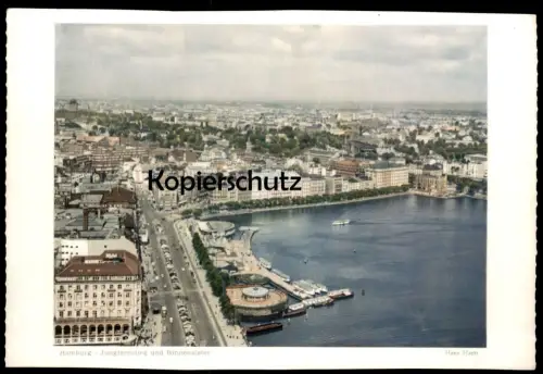 ÄLTERES FOTO HAMBURG HANS HARTZ JUNGFERNSTIEG UND BINNENALSTER Alster 19,5 cm x 13,2 cm Bild photo