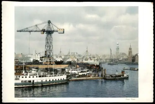 ÄLTERES FOTO HAMBURG HANS HARTZ HAFEN Kran crane grue port harbour puerto 19,5 cm x 13,7 cm Bild photo