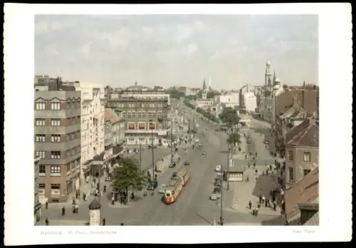 ÄLTERES FOTO HAMBURG HANS HARTZ ST. PAULI REEPERBAHN Strassenbahn 19,5 cm x 13,7 cm Bild photo