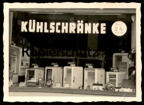 ALTES ORIGINAL FOTO KÜHLSCHRÄNKE SCHAUFENSTER Kühlschrank Delta AEG Bauknecht Frigee WERBUNG REKLAME fridge 10,2 x 7,4cm