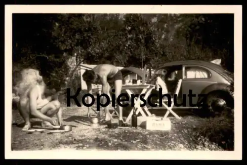 ALTES FOTO MEDVEJA OPATIJA CAMPING RAMA VOLKSWAGEN VW KÄFER JUGOSLAWIEN 1956 Kroatien Croatia photo Auto car 9,5 x 6,2cm