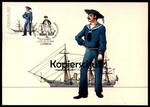 ÄLTERE POSTKARTE PORTUGAL MAXIMUMKARTE BPC-29 UNIFORMES MILITARES PORTUGUESES MARINHA LISBOA CORVETA ESTEFANIA postcard
