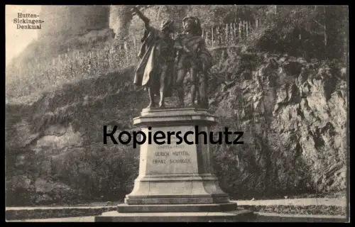 ALTE POSTKARTE BAD MÜNSTER AM STEIN HUTTEN SICKINGEN DENKMAL Ebernburg