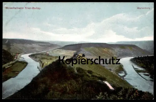 ALTE POSTKARTE MARIENBURG MOSEL MOSELTALBAHN TRIER - BULLAY EISENBAHN Zell Pünderich Ansichtskarte