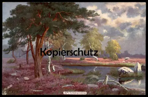 ALTE POSTKARTE AM TORFSTICH MOOR HEIDE OILETTE RAPHAEL TUCK HEIDELANDSCHAFTEN postcard