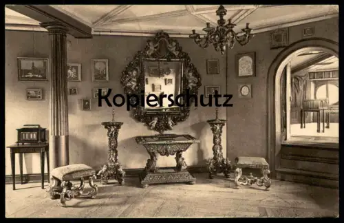 ALTE POSTKARTE CASSEL WILHELMSHÖHE LÖWENBURG EMPFANGSZIMMER SPIEGEL KURFÜRST KAISER WILHELM KASSEL