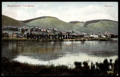 ALTE POSTKARTE ZELTINGEN MOSEL MOSELTALBAHN TRIER - BULLAY EISENBAHN Ansichtskarte