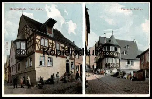 ALTE POSTKARTE STRASSE IN ENKIRCH MOSEL MOSELTALBAHN TRIER - BULLAY TRABEN TRARBACH EISENBAHN