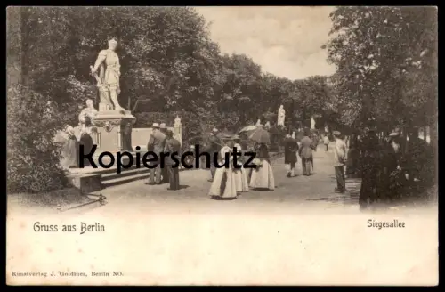 ALTE POSTKARTE GRUSS AUS BERLIN SIEGESALLEE DAMEN HÜTE SCHIRM HERREN Ansichtskarte AK cpa postcard
