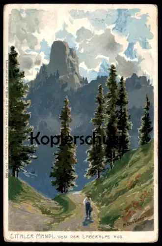 ALTE KÜNSTLER POSTKARTE ZENO DIEMER ETTALER MANDL VON DER LABERALPE AUS Ansichtskarte cpa postcard