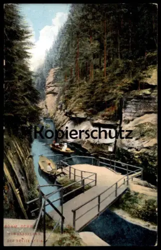 ALTE POSTKARTE EDMUNDSKLAMM DER BREITE STEIN Hrensko Janov Böhmen Czech Republic Ceska Cesko cascade Ansichtskarte