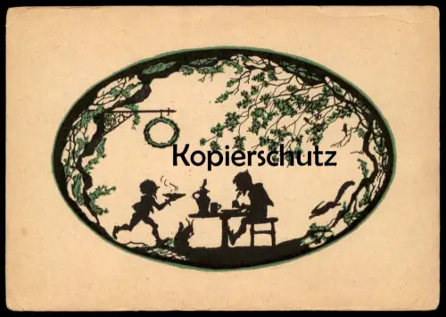 ALTE KÜNSTLER POSTKARTE ZWERG ZWERGE EICHHÖRNCHEN SQUIRREL ELSBETH FORCK Scherenschnitt Ansichtskarte