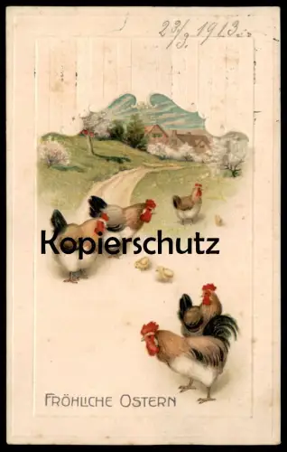 ALTE POSTKARTE FRÖHLICHE OSTERN HUHN HÜHNER KÜKEN easter paques postcard Ansichtskarte