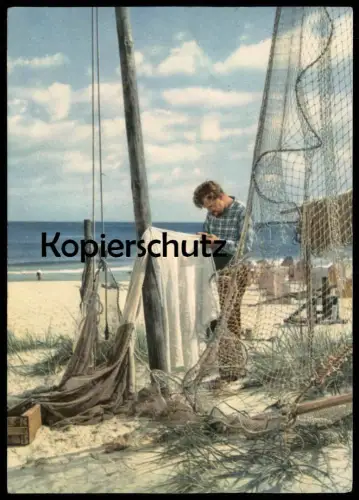 ÄLTERE POSTKARTE FISCHER STRAND NETZ FISCHERNETZ fishing Ansichtskarte cpa postcard