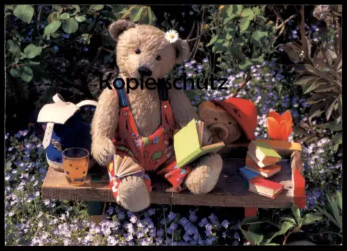 ÄLTERE POSTKARTE TEDDYBÄR SCHULTASCHE BÜCHER VERMENSCHLICHT Teddy Bär bear ours